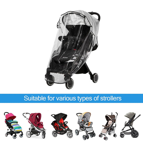 Clear Stroller Rain Cover, Universal Travel Weather Shield for Baby Stroller, Waterproof and Windproof