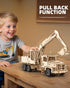 MOCBURIKU 3D Wooden Puzzle for Adults, Excavator Wooden Mechanical Model Car Kits to Build, Brain Teaser Pull Back