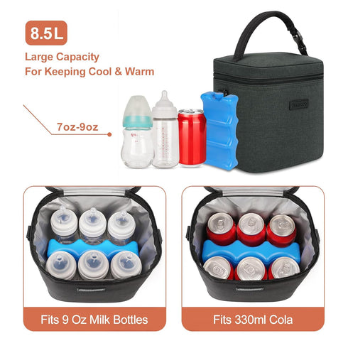 Pack, 6 9 Mancro Breastmilk Cooler Bag with Ice Insulated Bottle Bag for Baby Bottles (Up to Ounce) with Shoulder Strap