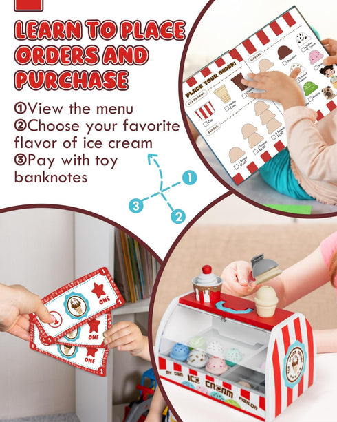 3-5, 3+ Set 2-4, Counter 3 4 5 6 Lehoo Castle Ice Cream Toys for Toddlers Toys for Year Old Girls, Ice Cream Play