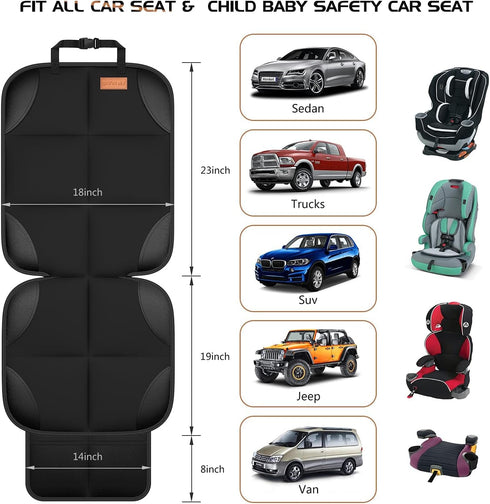 2Pack SMART ELF Car Seat Protector, Seat Protector Protect Child Seats with Thickest Padding and Non-Slip Backing Mesh