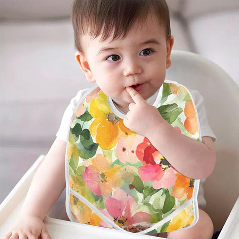 JUNZAN 5 Pack Baby Girl Newborns Baby Drooling Bibs with Snap Cotton Burp Cloths and Bibs Bibs for Teething Spring