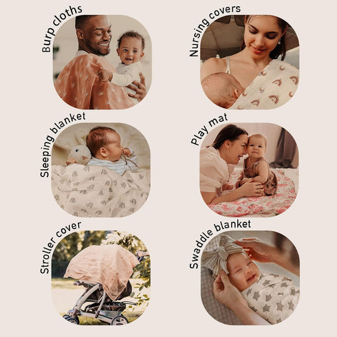 4-Pack (35" 40") GLLQUEN BABY Muslin Swaddle Blankets Breathable Receiving Blankets x Soft Baby Blankets for Girls