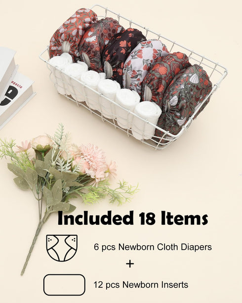 12pounds 6pcs 12 6SVB129 ALVABABY Baby Pocket Newborn for Less Than Baby Snaps Cloth Diapers Nappy with Inserts