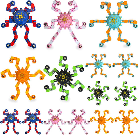 Sqlhrke 15 Pcs Fidget Spinner Toys Party Favors Gifts Prizes for Kids Adults Boys Girls,Transformable Robot Fingertip