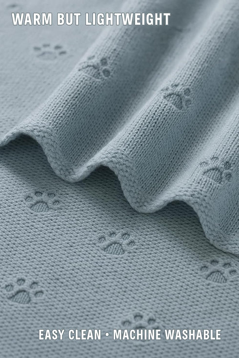 Cozy 30x30 LullabyMall Knit Baby Blanket with Paw Print Pattern Soft Lightweight Breathable Newborn Swaddle Blanket