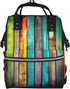 QSMJKLD Colorful Wooden Boards Diaper Bag with Changing Pad, Pacifier Holder - Multifunction