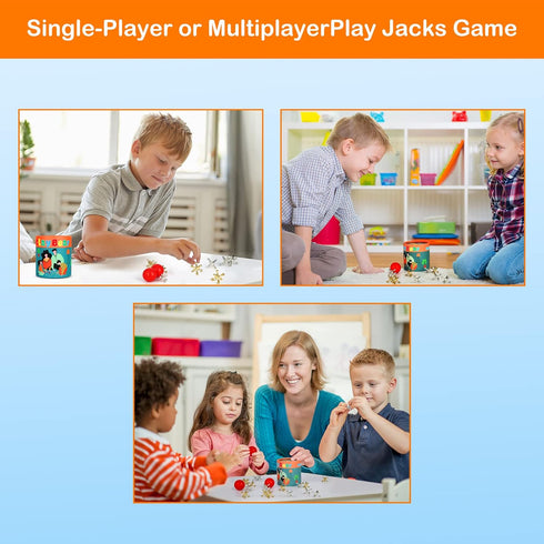 Jacks Game with Ball, Retro Vintage Jax Game for Kids and Adults, Classic Board Game with 18 Metal Jacks