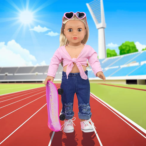ZITA ELEMENT 18 Inch Girl Doll Clothes Set - Scooter, Skateboard, Sport Shoes, and Accessories for Outdoor Fun