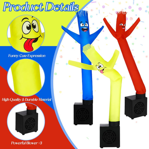 Poen 3 Pcs Mini Inflatable Tube Man Wacky Waving Inflatable Tube Guy Desktop Mini Air Dancer Toys for Kids Birthday