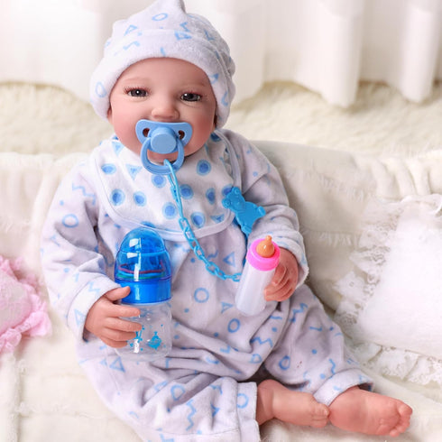 8 Set BABESIDE Baby Doll Bottles with Disappearing Milk and Juice Magic Bottles, Magnetic Pacifiers and Pacifier Clips