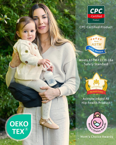 (0-50 lbs), Grownsy Ultra-Comfy Baby Carrier with Hip Seat, Enhanced Safety, Hands-Free Support for Newborn to Toddler