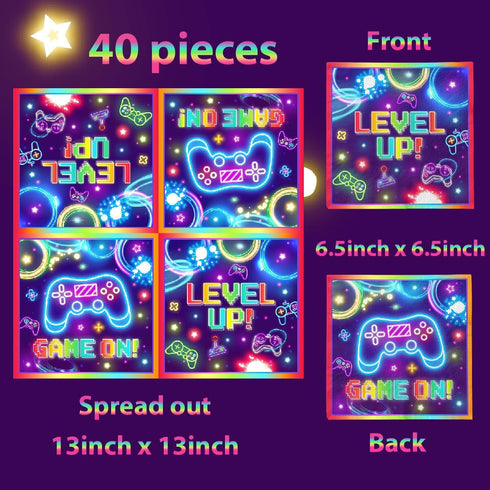 Video Gaming Party Decorations: 40pcs Game On Napkins for Kids Boys Girls Gamer Birthday Supplies