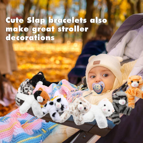 8 Pack 8 Inch Liliful Kids Plush Gifts Stuffed Animal Cat Slap Bracelets - Graduation Class Prizes Toys Wrist Band Cute