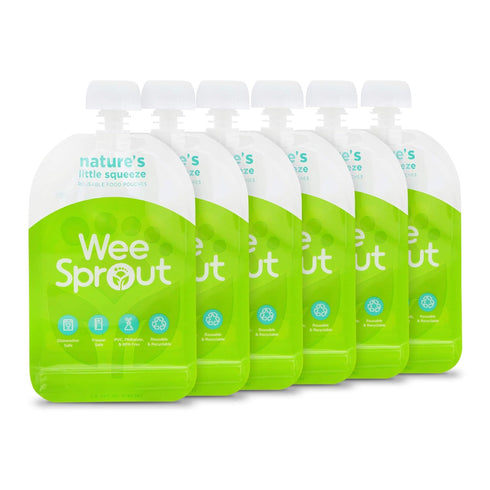 WeeSprout Double Zipper Reusable Food Pouches, Green, 3.4 fl oz