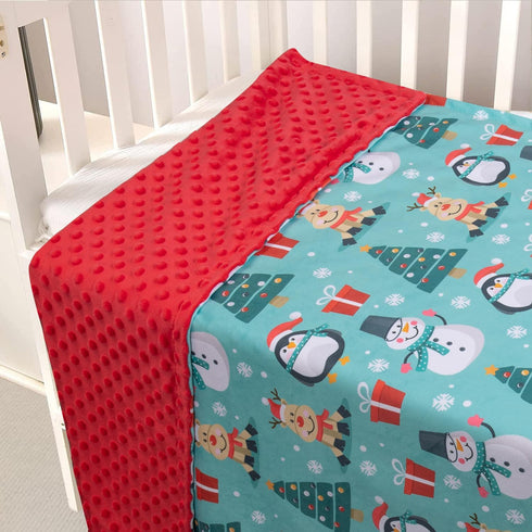 30 40 Inch Baby Blanket for Boys Girls Soft Minky with Double Layer Dotted Backing, Cartoon Printed x Receiving Blanket