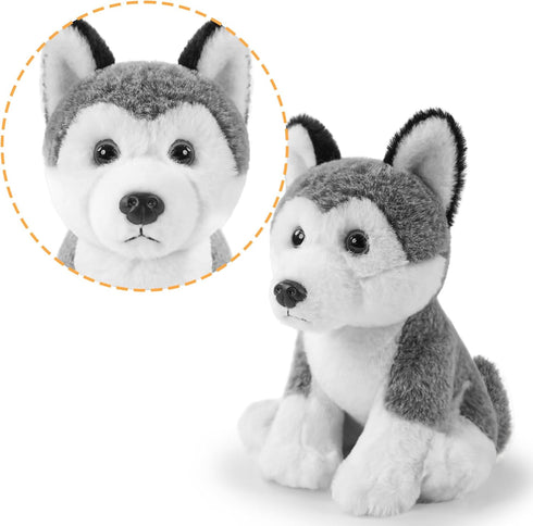 Realistic,9" Siberian Husky Dog Plush Stuffed Animals Dog Stuffed Animals Soft Cuddly Siberian Husky Stuffed Dog