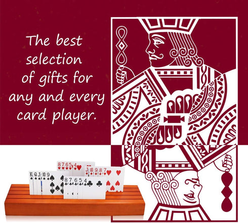 Set 2 13.8 inch* 3.1 Inch Exqline Wooden Playing Card Holder of Solid Card Tray Rack Organizer for Kids Seniors Adults