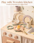 Set, 29PCS ROBOTIME Play Kitchen Dishes Wooden Toddler Plates and Dishes for Boys Girls Gifts