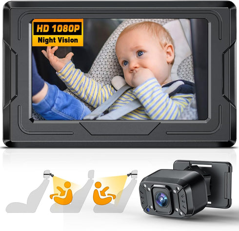 FEISIKE Baby Car Camera, 4.3'' Back Seat Baby Car Camera Mirror for Crystal