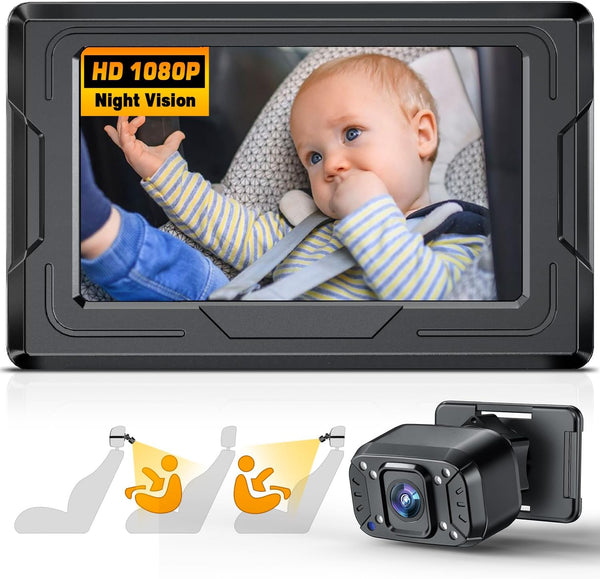 FEISIKE Baby Car Camera, 4.3'' Back Seat Baby Car Camera Mirror for Crystal