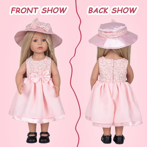 Doll Clothes and Accessories 3 Pc. Set includes Pink Skirt, Hat, White Underwear, Fashionable Dress Set for Baby Dolls