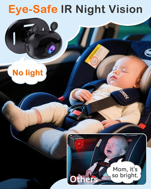 Wkzay 7-Inch 1080P Setup 0-3 Car Camera for Baby: AHD Display with Real-Time Monitoring - Clear Night Vision Easy
