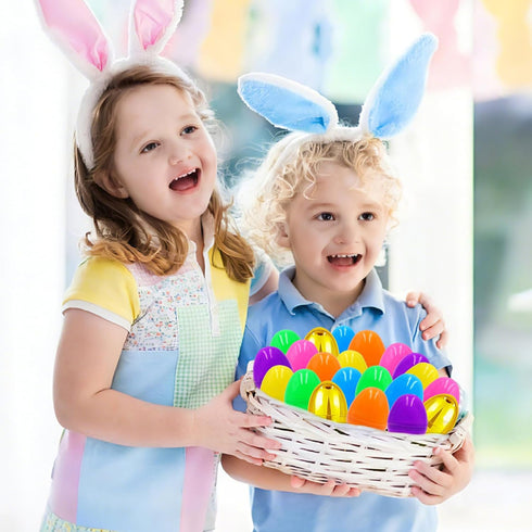 100 2.4" 6 PCS Plastic Easter Eggs with Golden Eggs, Empty Fillable Bright Colorful Eggs for Kids Boys Girls Easter