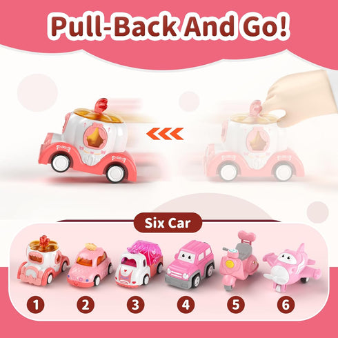 2 3 7-in-1 2-4, Toddler Girl Truck Toys for Year Old Girl Birthday Gifts, Pink Princess Car Transport Carrier Trucks