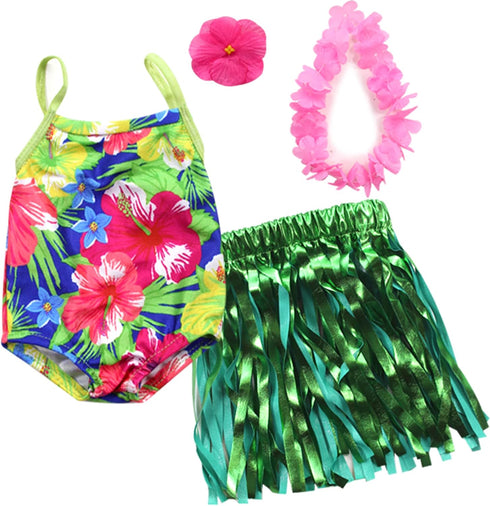 Sophia's 4 Piece Hawaiian Accessories and Floral Bathing Suit Set for 18'' Dolls