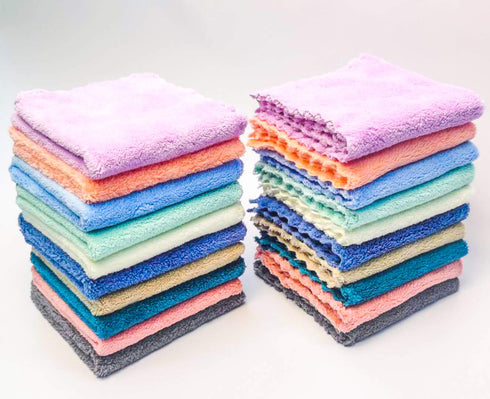 20 Pack Kyapoo Baby Washcloths Microfiber Coral Fleece Extra Absorbent and Soft for Newborns, Infants and Toddlers