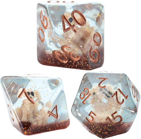 Gate Keeper Games and Dice: Inclusion Puppy Dice - 7pc RPG Set, Tan Puppy in Clear Resin