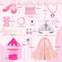 WTOR Princess Castle Play Tent Dress Up with LED Glow Stars, 15Pcs Cape & Crown for Girls, Indoor & Outdoor Use (Pink)