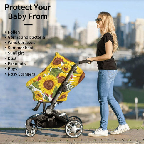 Schgap Sunflower Baby Car Seat Covers Canopy Nursing Cover Breastfeeding Baby Carrier Covers Carseat Canopy for Newborn