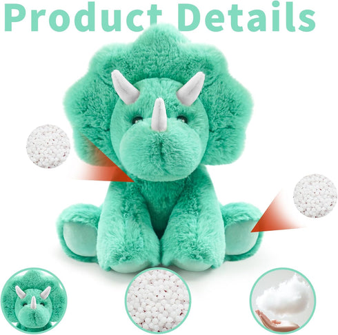 Hideekoog 8.5 Inch Triceratops Stuffed Animal Toys, Soft and Cuddly Triceratops Plush Animals Toy, Cute and Realistic