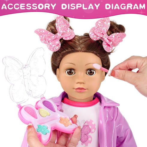 18 Inch Playset 18" American Dolls Clothes Pretend Makeup Accessories Gift for Girls,Cosmetic Bag Toys Fits for Dolls