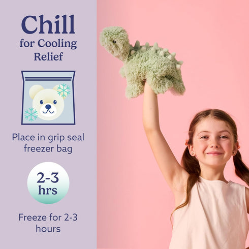 warmies Microwavable & Weighted Stuffed Animals, Green Long Neck Dinosaur - Heated Stuffed Animal Plushie for Warmth