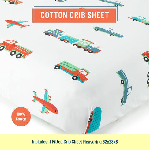 Wildkin Kids 100% Cotton Fitted Crib Sheet, 52 x 28 x 8 Inches, Super Soft & Breathable for Boys and Girls