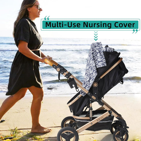 UHINOOS Nursing Cover for Mom Breastfeeding, Baby Privacy Nursing Covers, Breathable Cotton with Adjustable Hoop