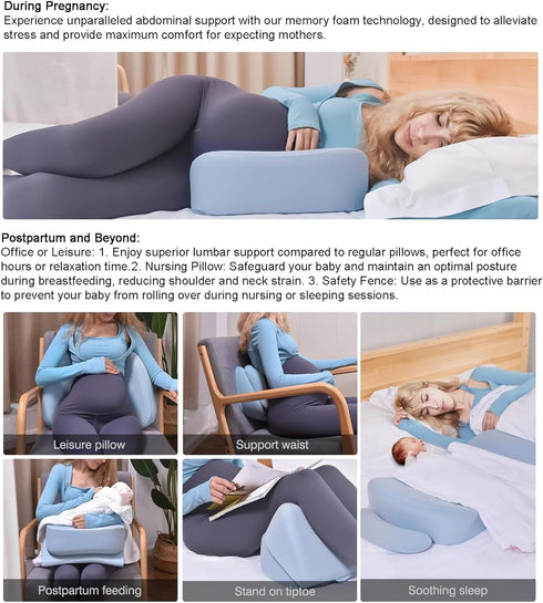 Pregnancy Pillows for Sleeping, Upgraded Memory Foam Maternity Pillow, Pregnancy Wedge Pillow for Pregnant Women