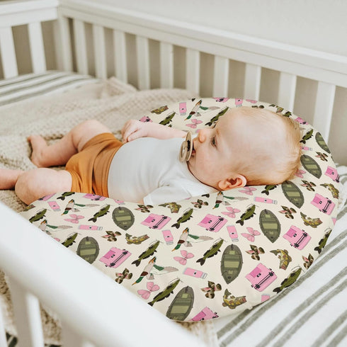 Summer Country Pink Fishing Hunting Girly Baby Nursing Pillow Covers for Girl Boats Bass Fish Duck Bows Nursing