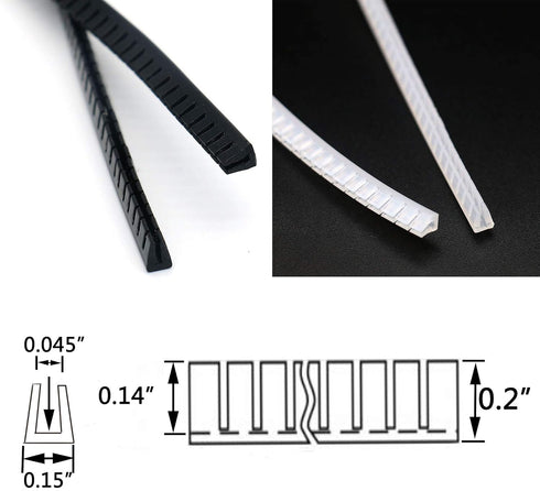 Flexible Edge Trim Protector, Push-in Shield for Steel, Wood, Glass, Plastic Panels, Fits 0.03"-0.045" Thickness,