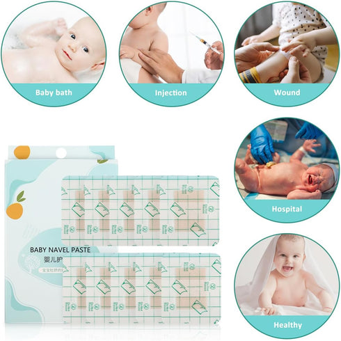 NUOBESTY 10Pcs Baby Belly Button Protectors, Waterproof Umbilical Cord Stickers for Newborns, Soft Navel Patch