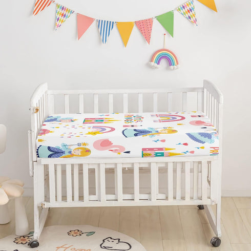 Datura home 3pcs Set, Crib Bedding Crib Sheet & Crib Skirt, Watercolor Butterfly Printed Nursery Bedding for Baby Boys