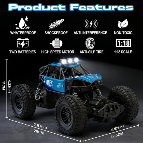 UMURSIM 1:18 2WD 48, Scale RC Truck, Remote Control Car for Kids Ages Off-Road Monster Truck Toy with LED Lights