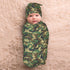 Broiteid Set Camo Green Newborn Swaddle Blanket Baby Stuff Baby Swaddling Blanket with Beanie Soft for Unisex Girls