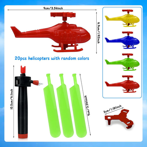 XIPEGPA 20PCS Colorful Helicopter Airplane Flying Helicopter with Airplane Launcher for Party Favors Birthdays