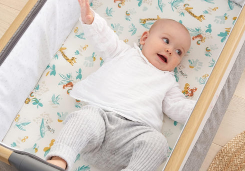 Pack 2 Tutti Bambini Bedside Crib Starter - Organic Cotton Fitted Sheets & Reversible Coverlet - Baby Essentials