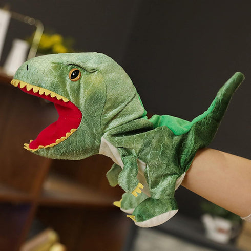 Green Dinosaur Plush Hand Puppet - 9.84inch Tyrannosaurus Plush Animal Hand Puppet, Children's Parent-Interactive Early