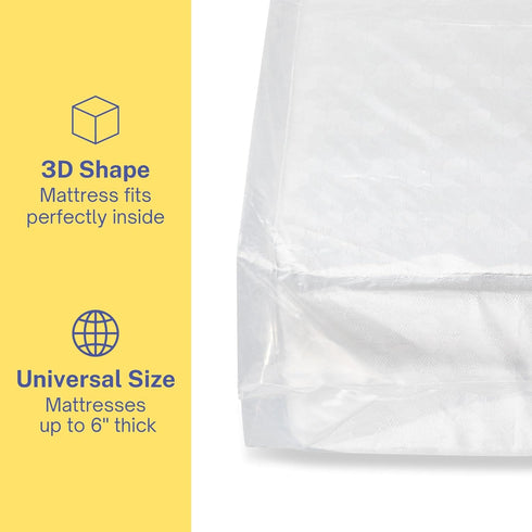 Crib Mattress Storage Bag with Zipper, 5 Mil Clear Plastic Cover for Moving, Accessory Bags Included